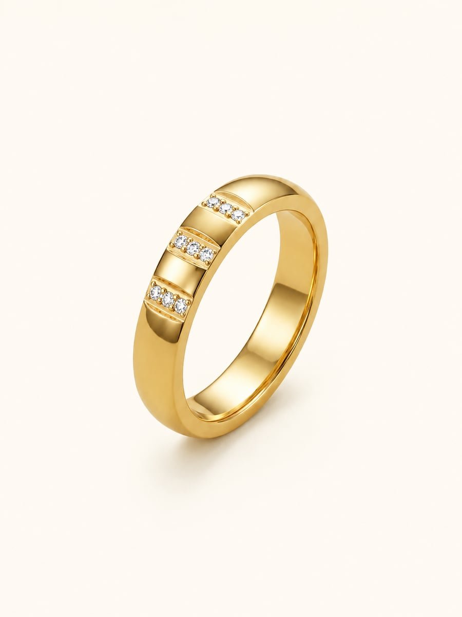 Channel Set CZ Band Ring – 18K Gold Plated