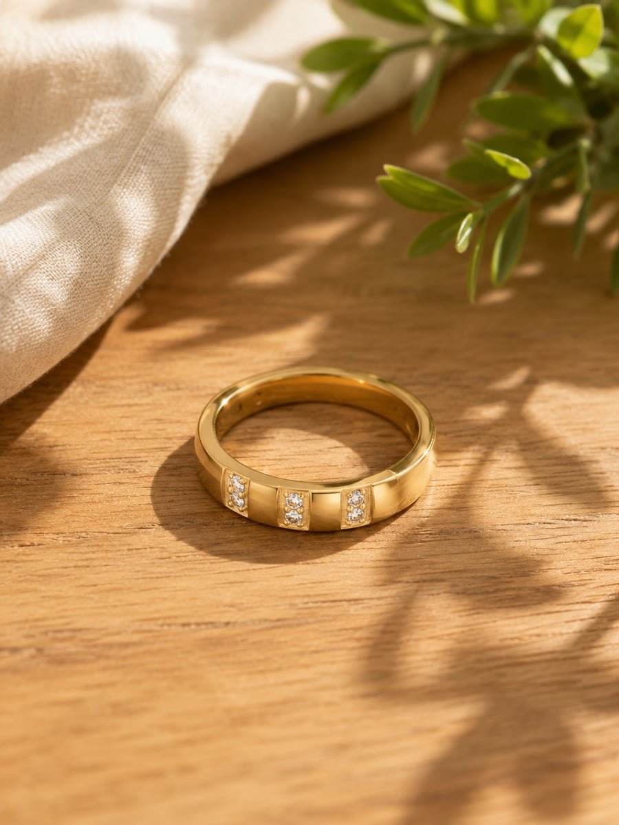 Channel Set CZ Band Ring – 18K Gold Plated - view 4