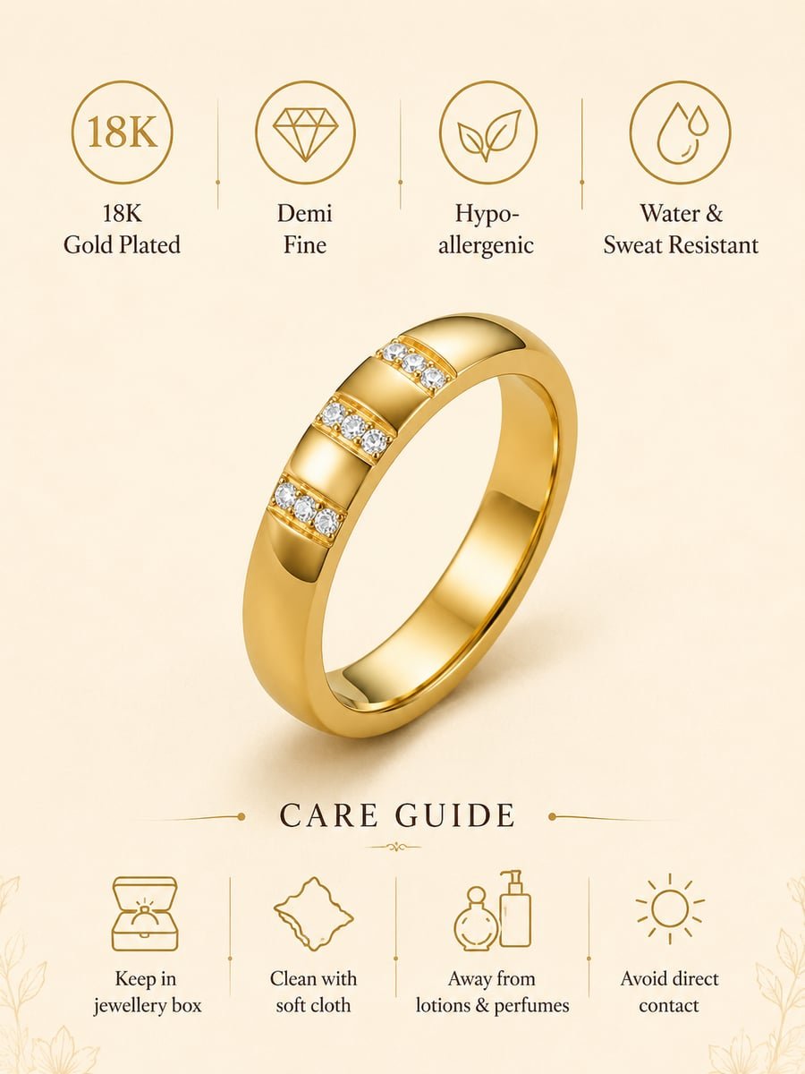 Channel Set CZ Band Ring – 18K Gold Plated - view 6