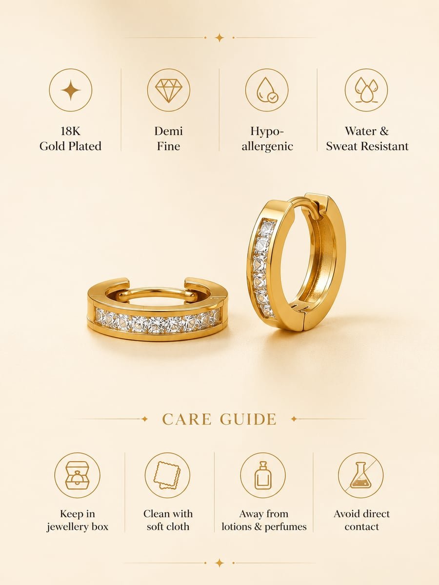 Channel Set CZ Huggie Earrings – 18K Gold Plated - view 6