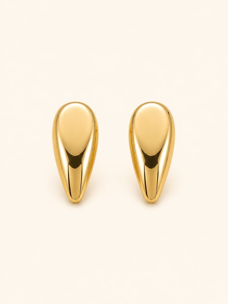 Chunky Teardrop Stud Earrings, Anti-Tarnish Gold