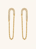 CZ Arch Chain Dangle Earrings – 18K Gold Plated
