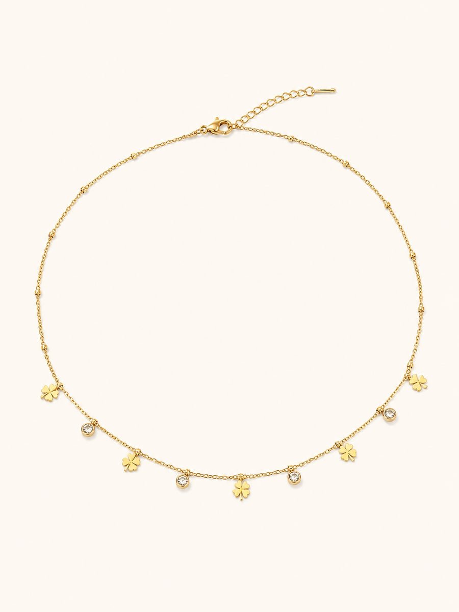 CZ Clover Charm Necklace – Demi-Fine Gold