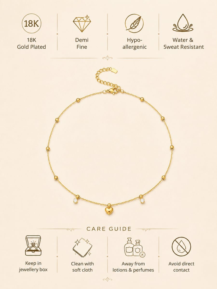 CZ Drop Heart Satellite Necklace – Demi-Fine Gold - view 6