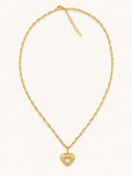 CZ Engraved Heart Necklace – 18K Gold Plated