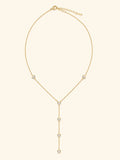 CZ Heart Lariat Necklace, Anti-Tarnish Gold