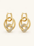 CZ Interlinked Ring Link Dangle Earrings – Demi-Fine Gold