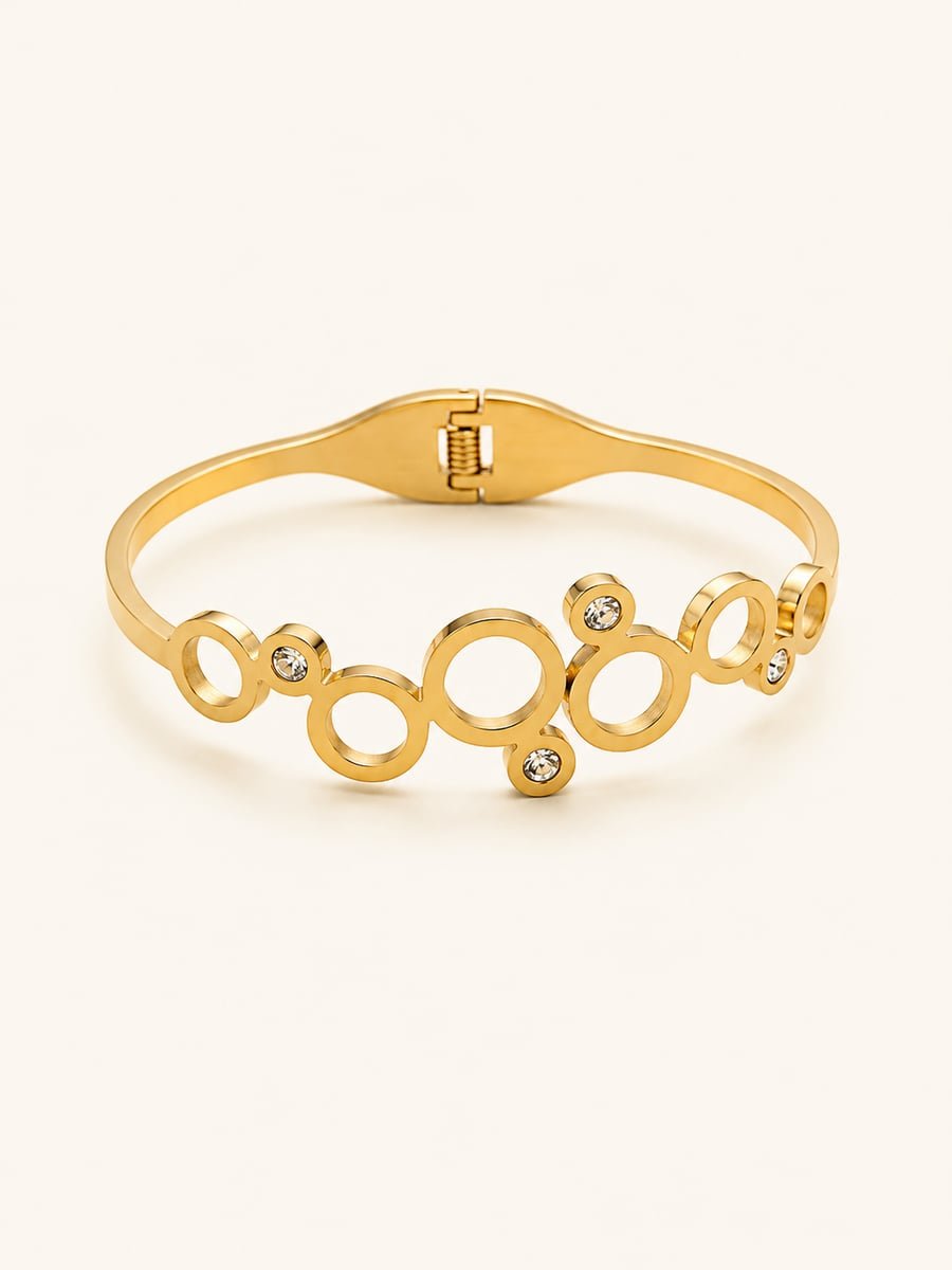 CZ Open Circle Bangle – Demi-Fine 18K Gold