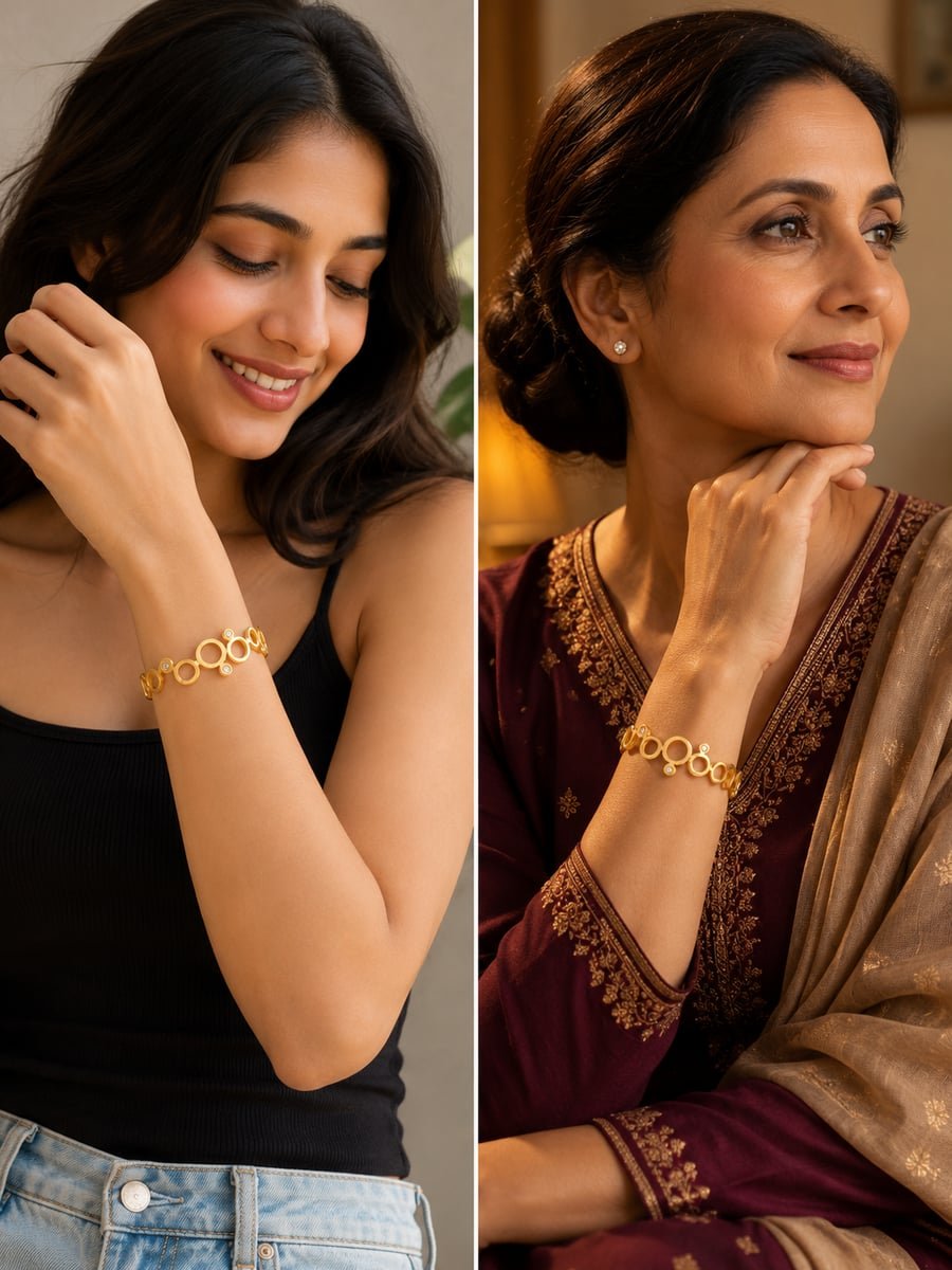 CZ Open Circle Bangle – Demi-Fine 18K Gold - view 3