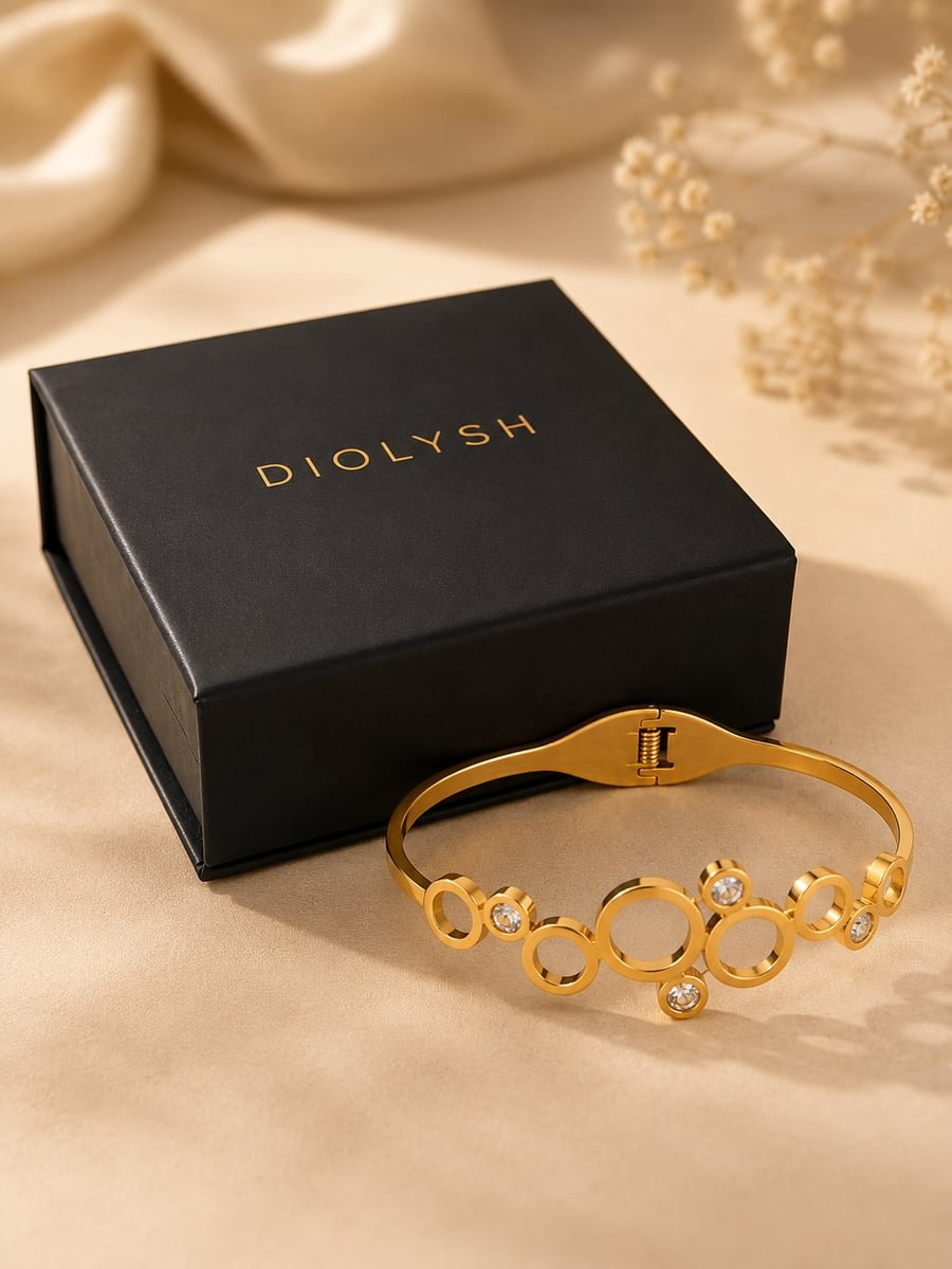 CZ Open Circle Bangle – Demi-Fine 18K Gold - view 5