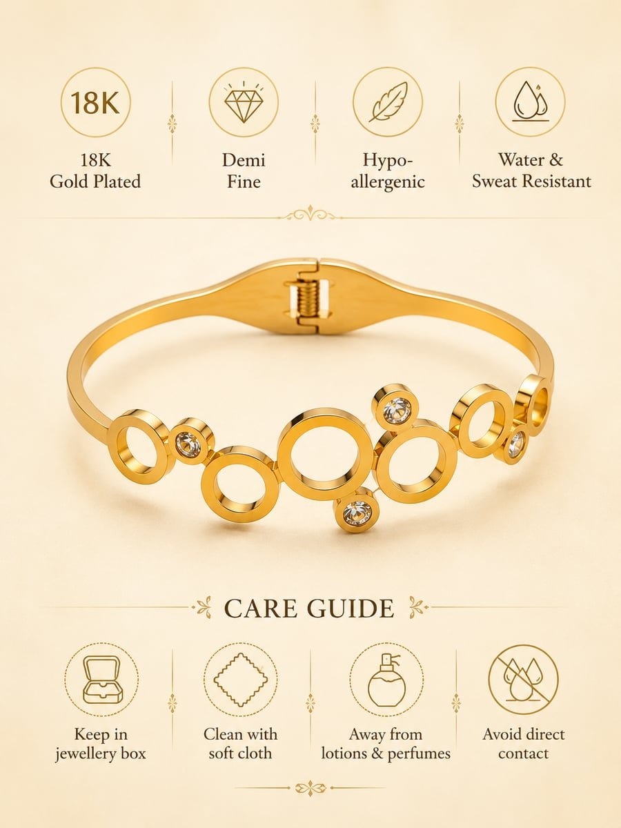 CZ Open Circle Bangle – Demi-Fine 18K Gold - view 6