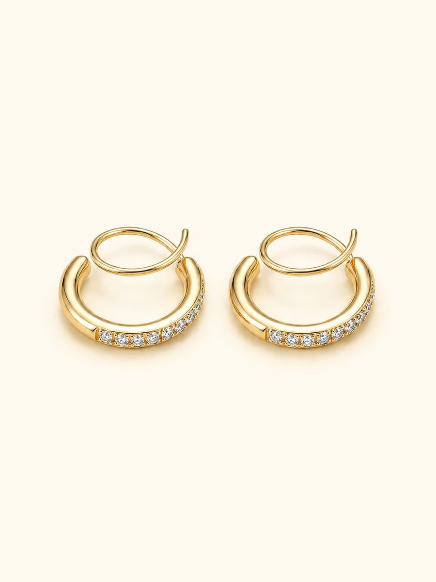 CZ Spiral Hoop Earrings – 18K Gold Plated