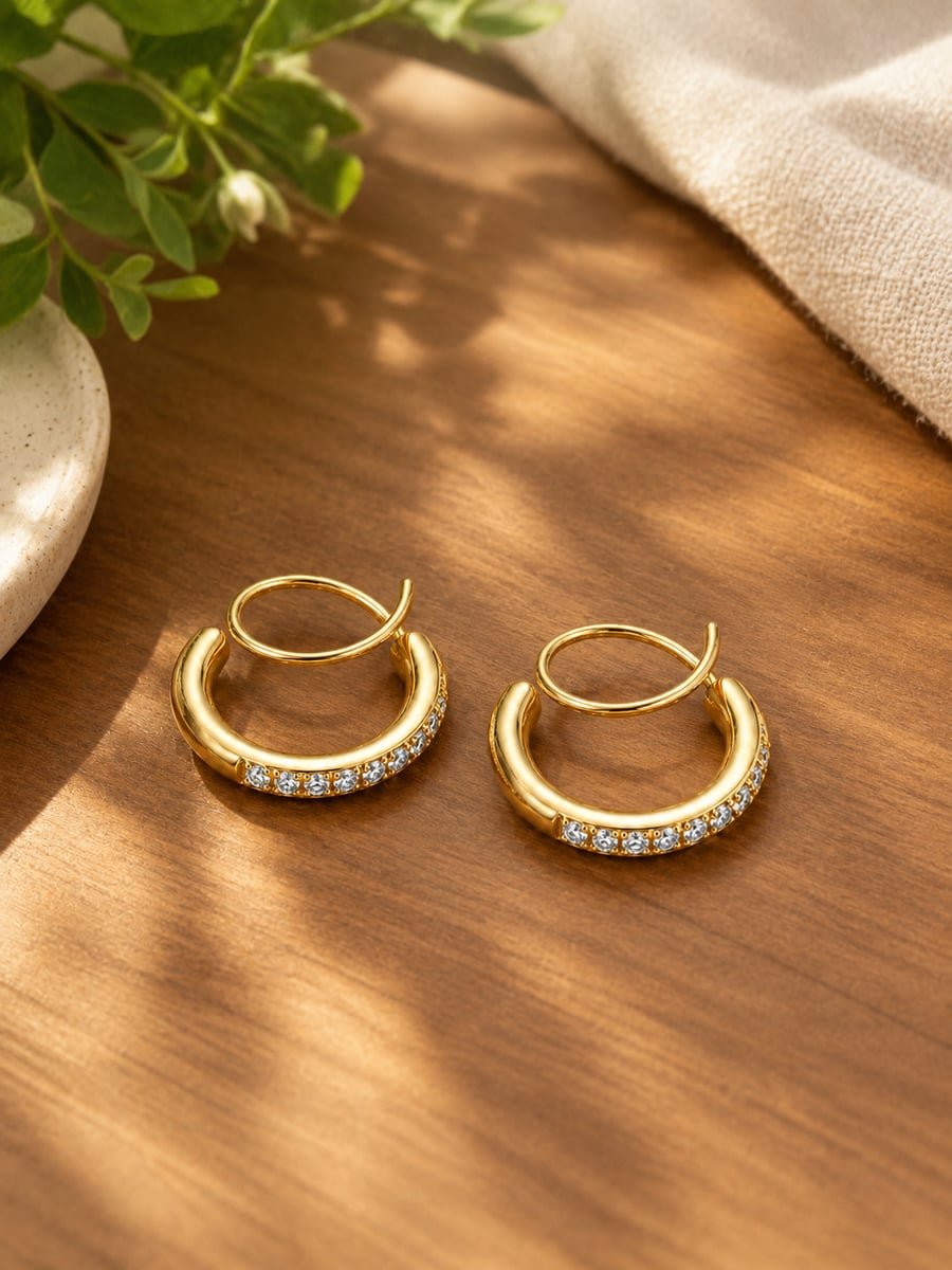 CZ Spiral Hoop Earrings – 18K Gold Plated - view 4
