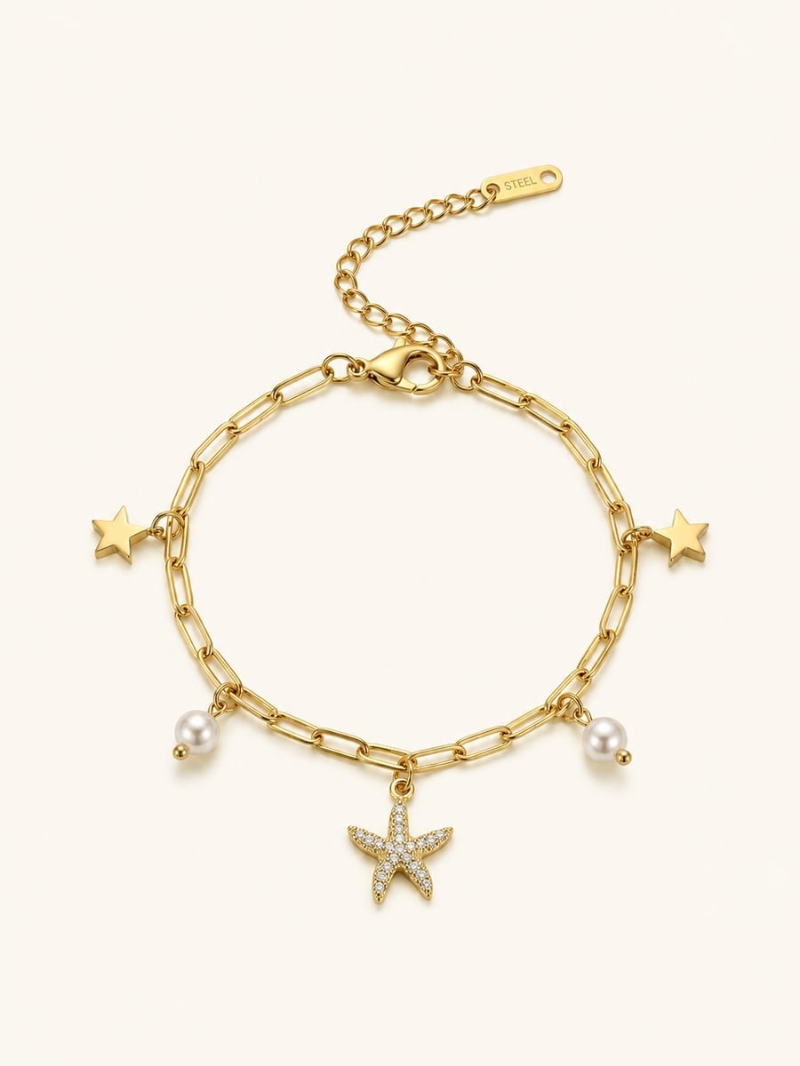 CZ Starfish Charm Bracelet – Demi-Fine Gold