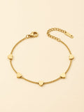 Dainty Heart Chain Bracelet, Anti-Tarnish Gold