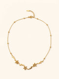 Flower and Leaf Floral Vine Necklace, Anti-Tarnish Gold