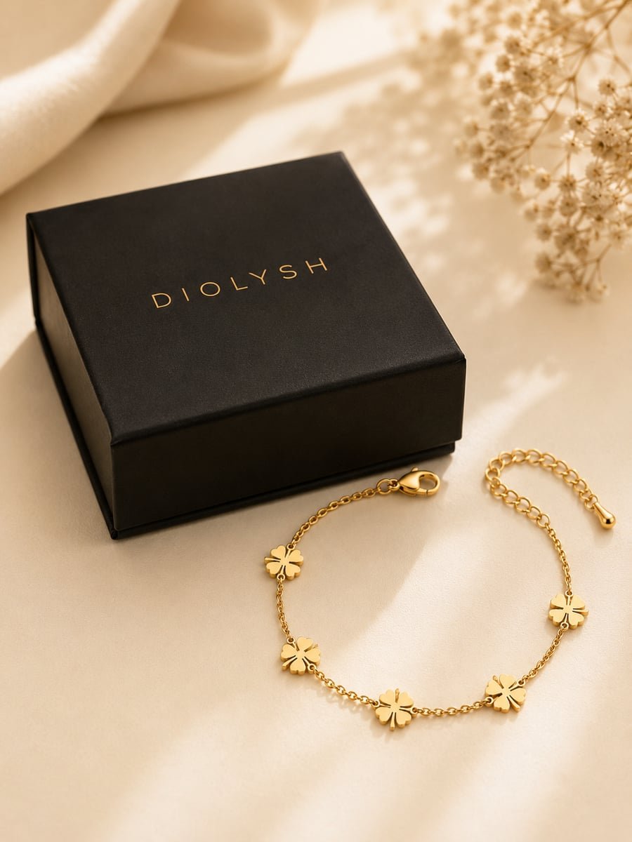 Four Leaf Clover Bracelet – Demi-Fine Gold - view 5
