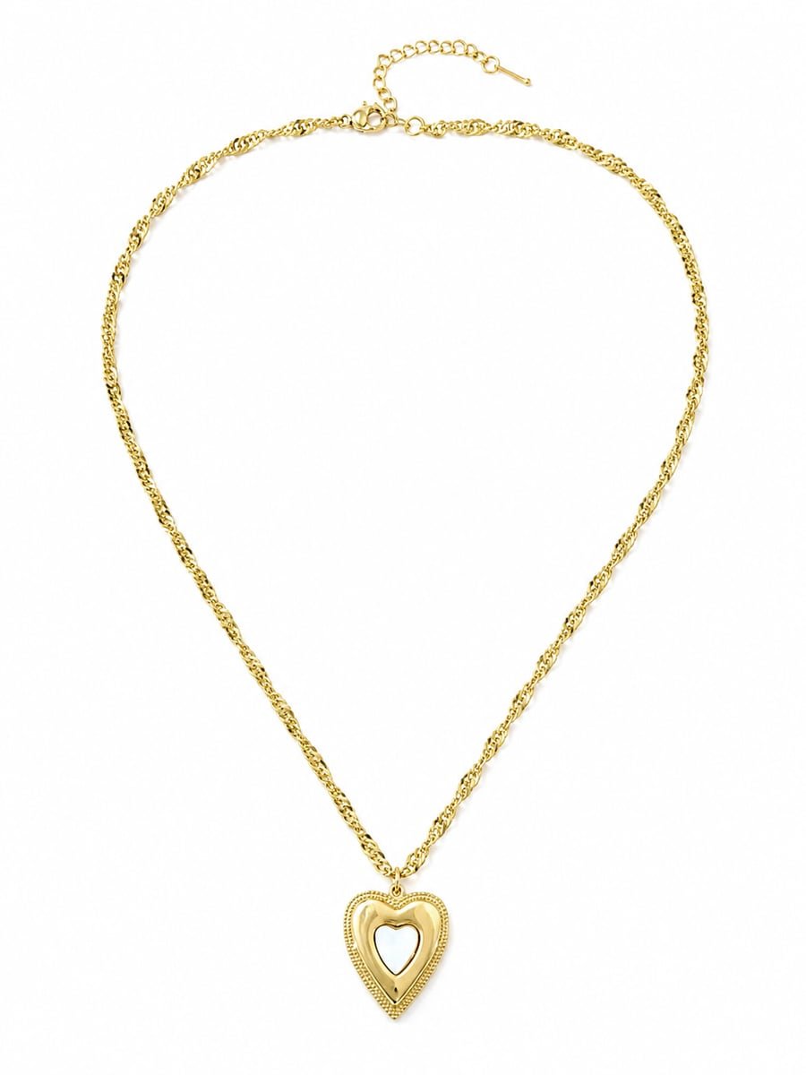 Framed Milgrain Heart Necklace – Demi-Fine Gold