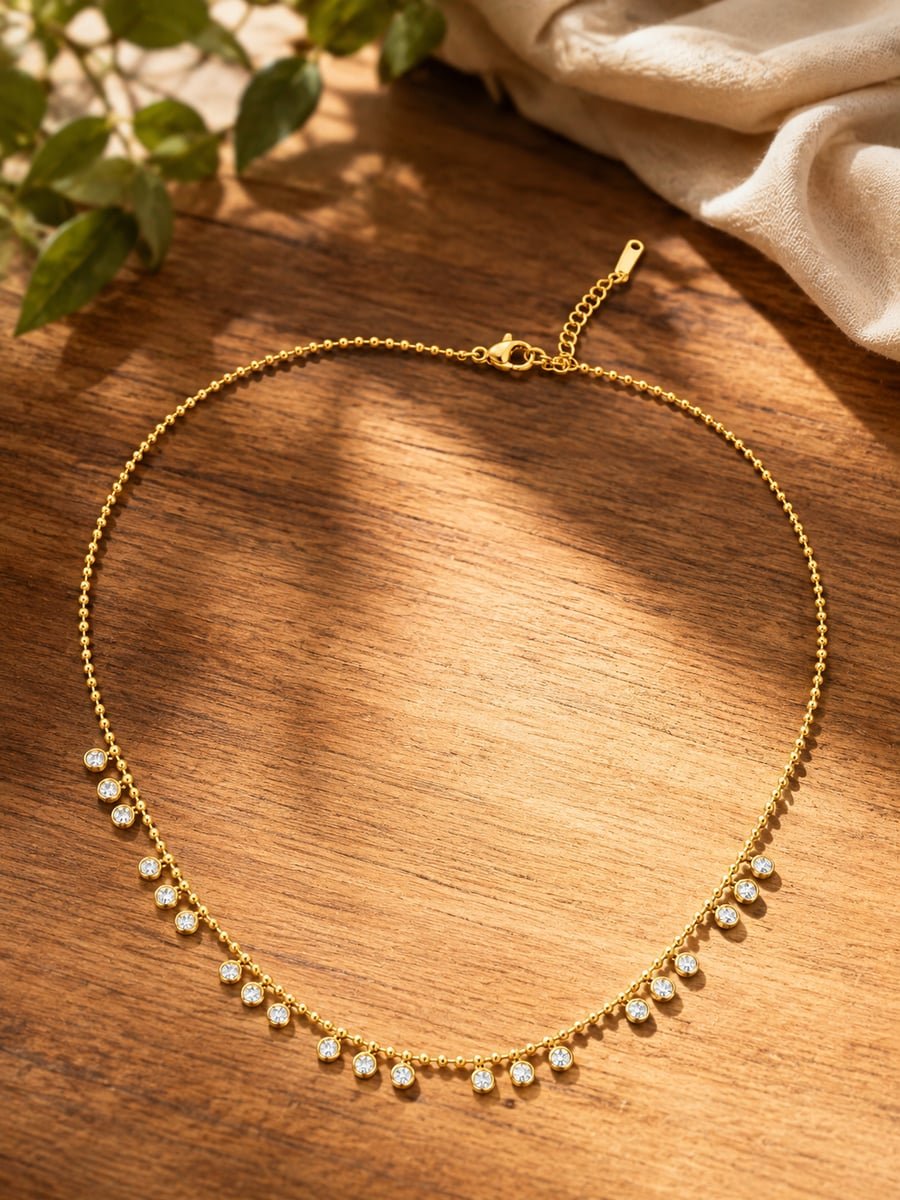 Fringe CZ Droplet Necklace – 18K Gold Plated - view 4