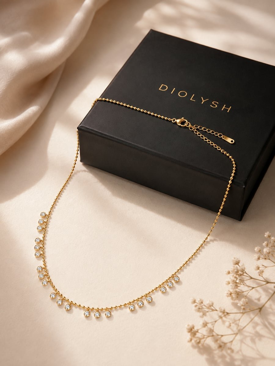 Fringe CZ Droplet Necklace – 18K Gold Plated - view 5