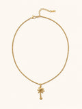 Palm Tree Pendant Necklace, Anti-Tarnish Gold