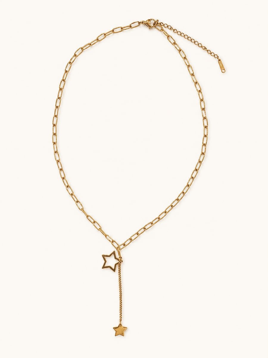 Paperclip Star Drop Y-Necklace – Demi-Fine Gold