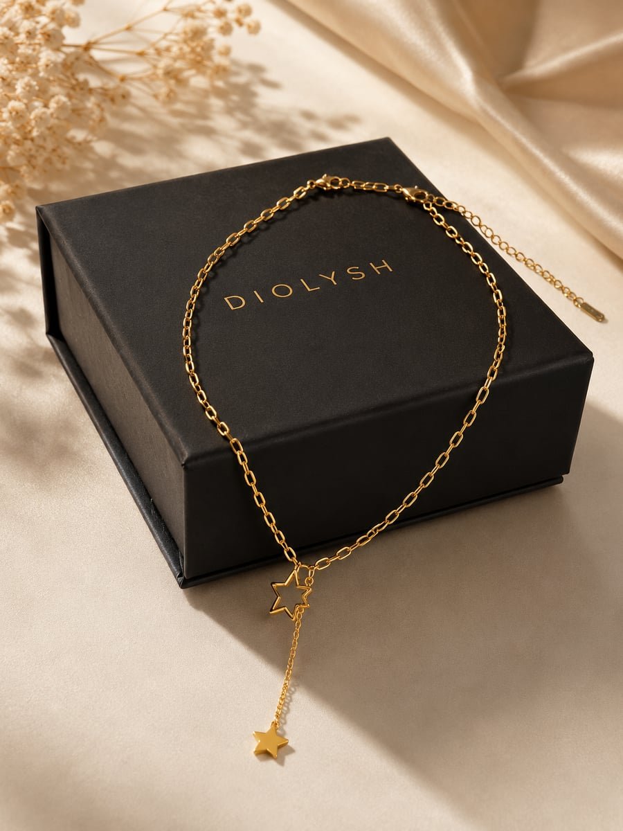 Paperclip Star Drop Y-Necklace – Demi-Fine Gold - view 5