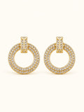 Pavé CZ Circle Drop Earrings, Anti-Tarnish Gold