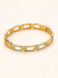 Pavé CZ Oval Link Bangle, Anti-Tarnish Gold