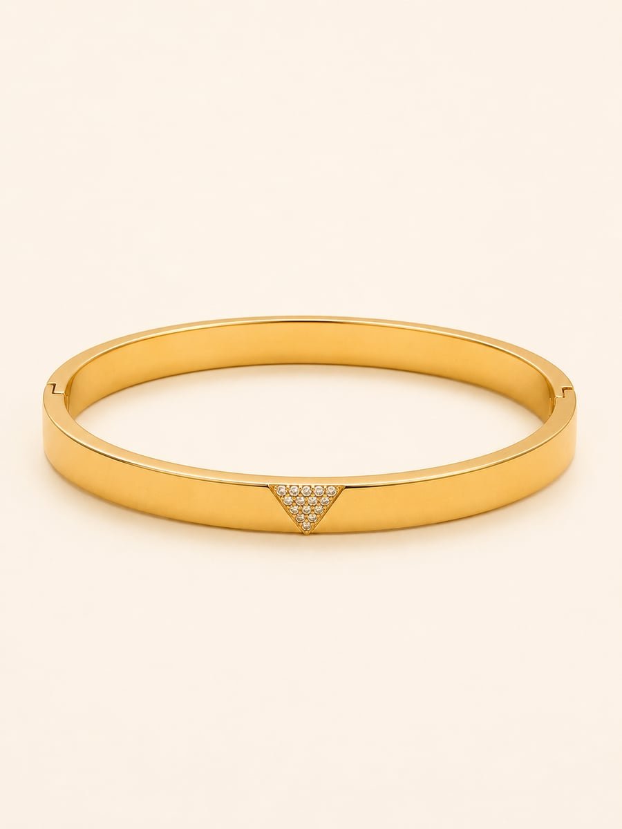 Pavé CZ Triangle Bangle – Demi-Fine Gold