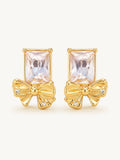 Pink Stone Bow Stud Earrings – Demi-Fine Gold
