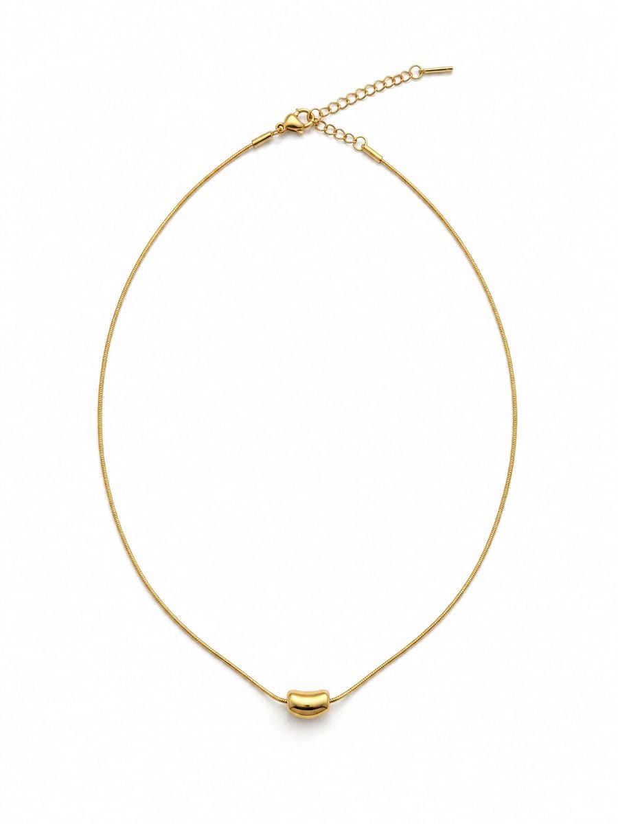 Polished Bean Slider Necklace – Demi-Fine Gold