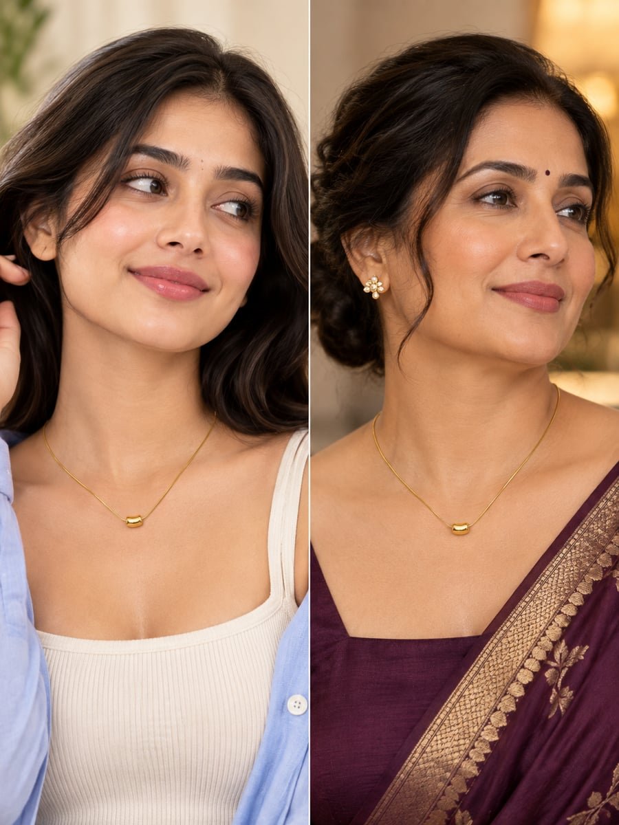 Polished Bean Slider Necklace – Demi-Fine Gold - view 3