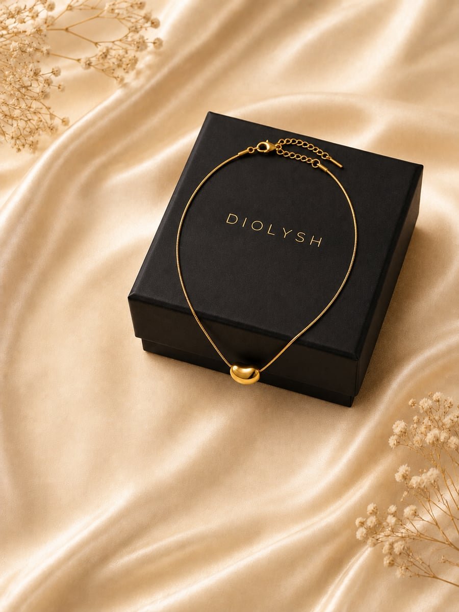 Polished Bean Slider Necklace – Demi-Fine Gold - view 5