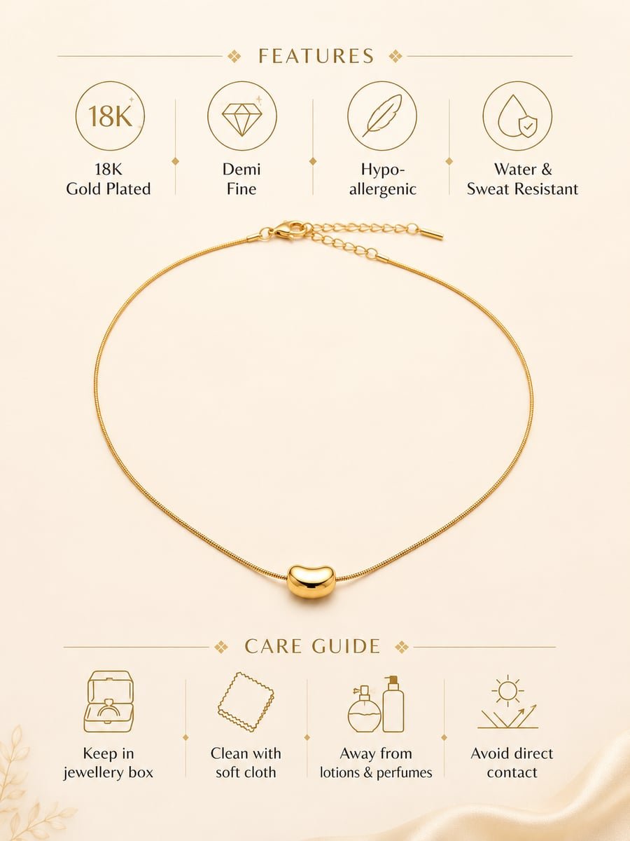 Polished Bean Slider Necklace – Demi-Fine Gold - view 6