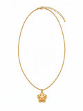 Puffed Flower Pendant Necklace – 18K Gold Plated