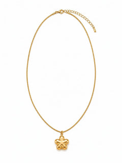 Puffed Flower Pendant Necklace – 18K Gold Plated