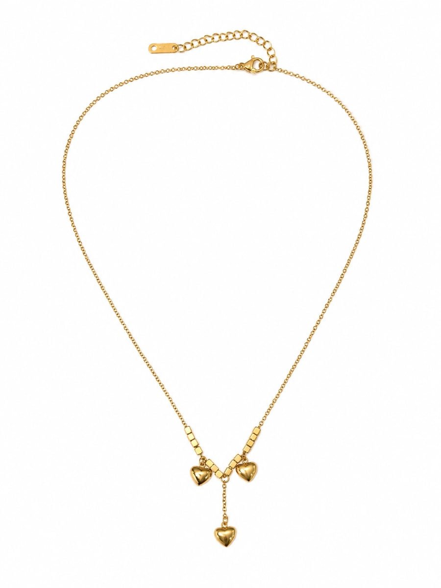 Puffed Heart Y-Necklace – Demi-Fine Gold