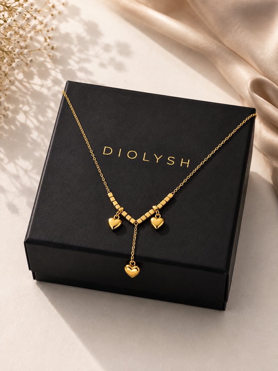 Puffed Heart Y-Necklace – Demi-Fine Gold - view 5