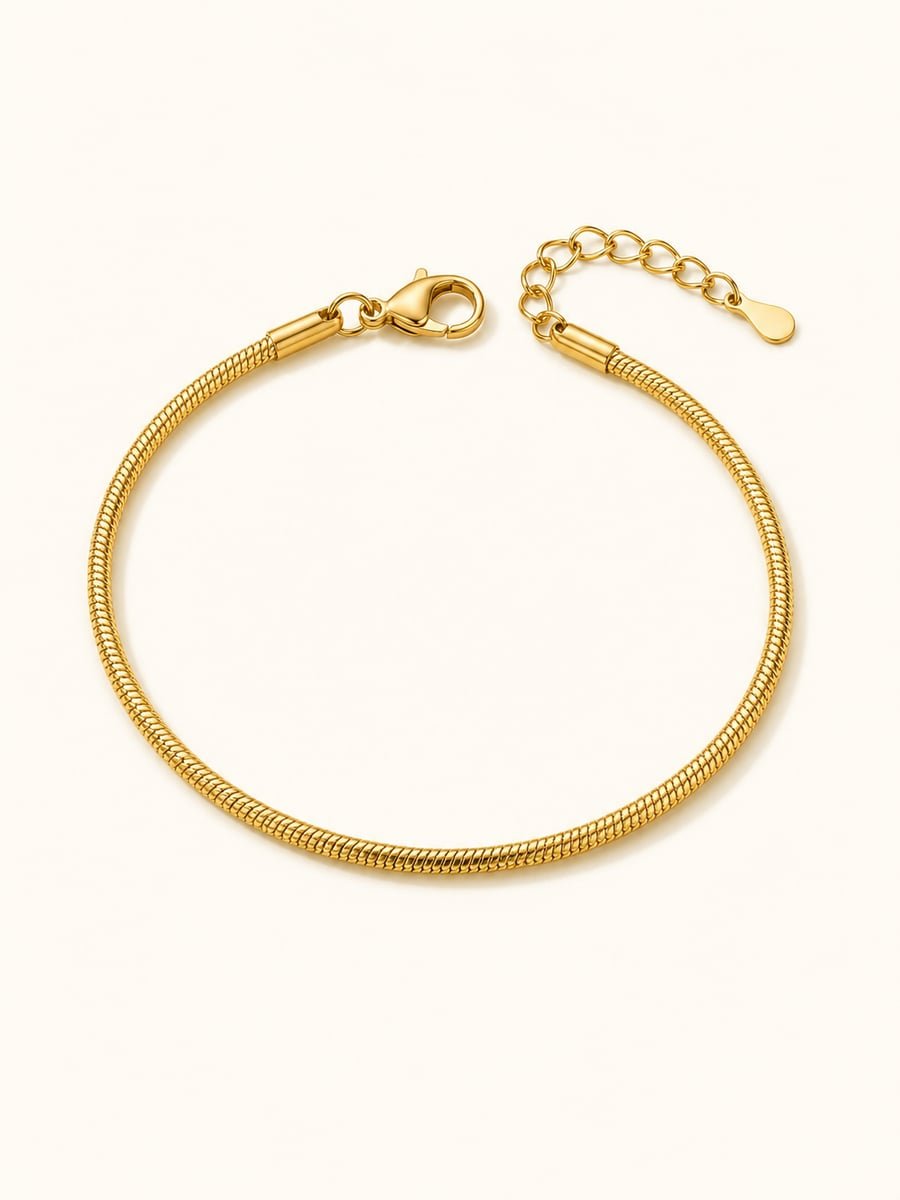 Round Snake Chain Bracelet – 18K Gold Plated