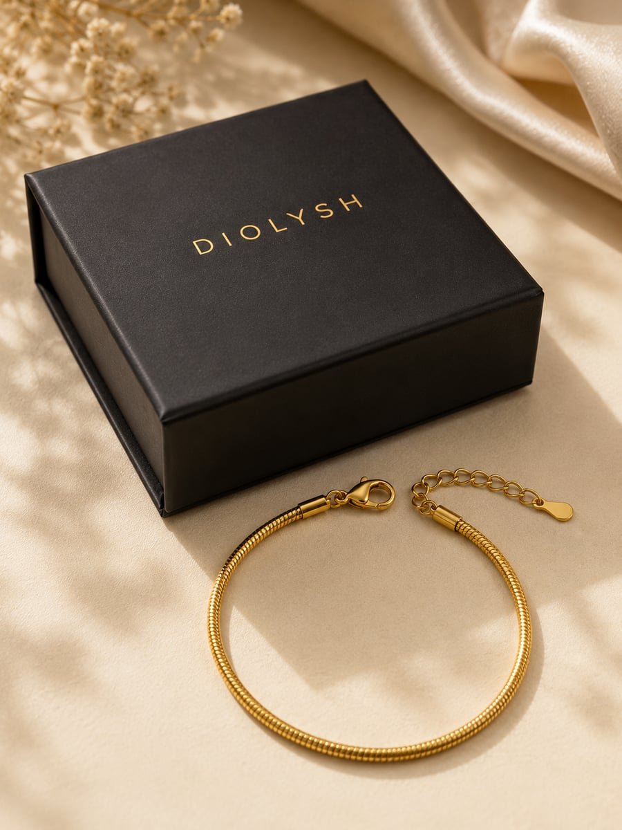 Round Snake Chain Bracelet – 18K Gold Plated - view 5