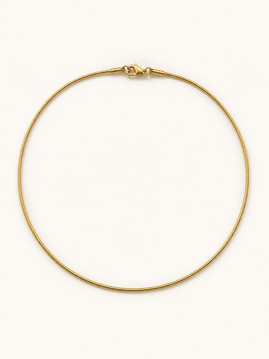 Round Snake Chain Necklace – Anti-Tarnish 18K Gold