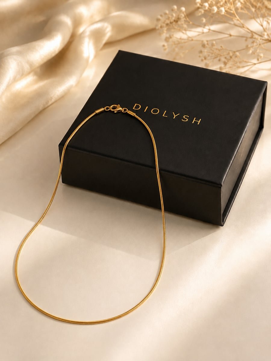 Round Snake Chain Necklace – Anti-Tarnish 18K Gold - view 5
