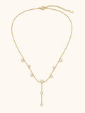Scattered CZ Station Y-Necklace, Anti-Tarnish Gold