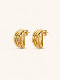 Short Ribbed Hoop Earrings – 18K Gold Plated