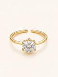 Six-Prong CZ Solitaire Ring – 18K Gold Plated