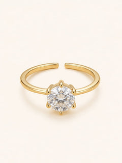 Six-Prong CZ Solitaire Ring – 18K Gold Plated