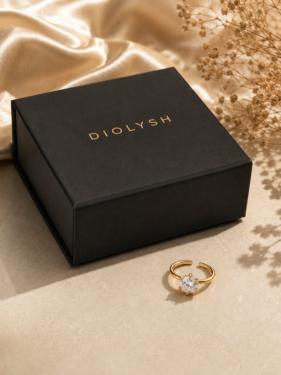 Six-Prong CZ Solitaire Ring – 18K Gold Plated - view 5