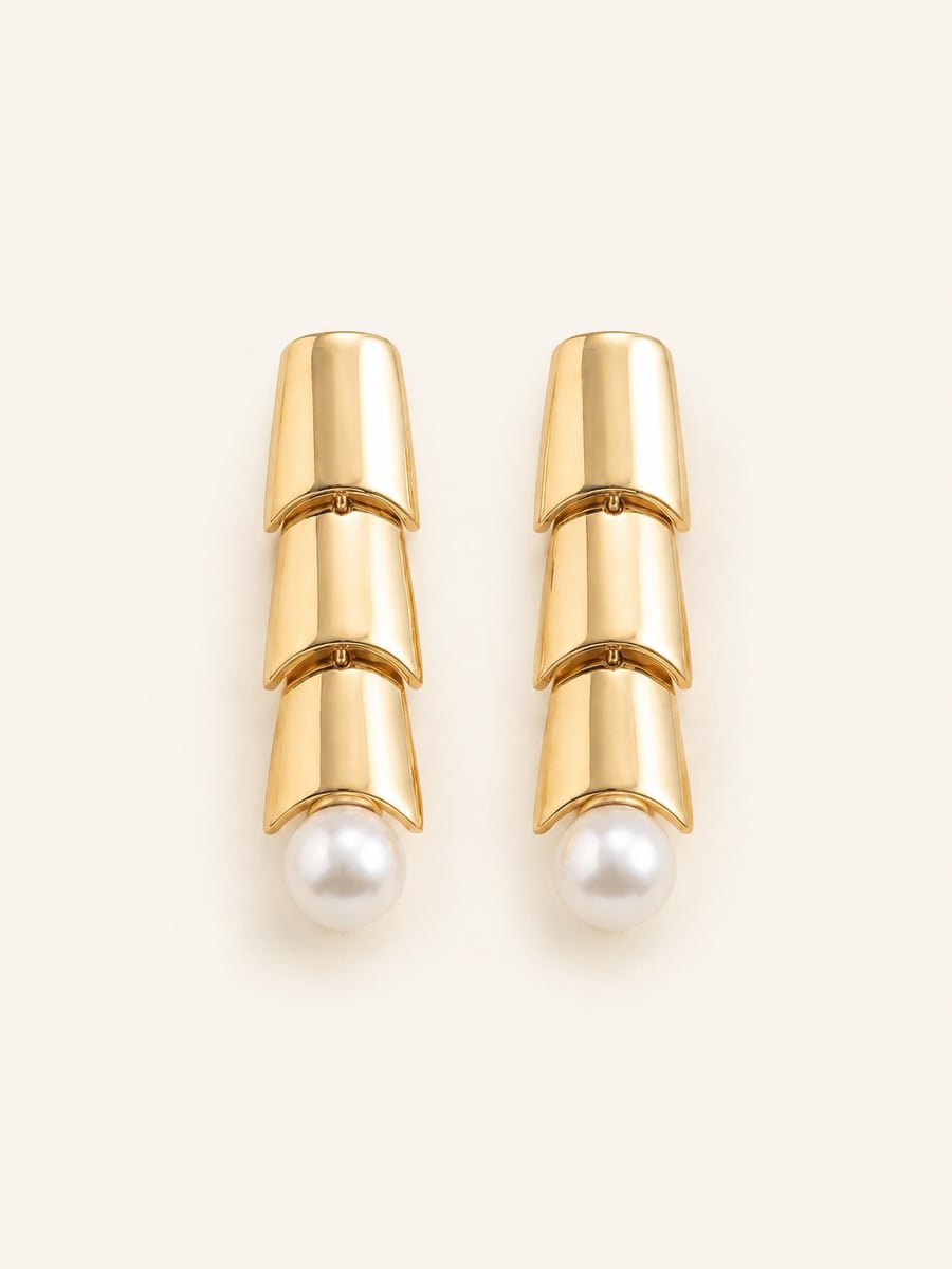 Tiered Bead Drop Earrings – 18K Gold Plated