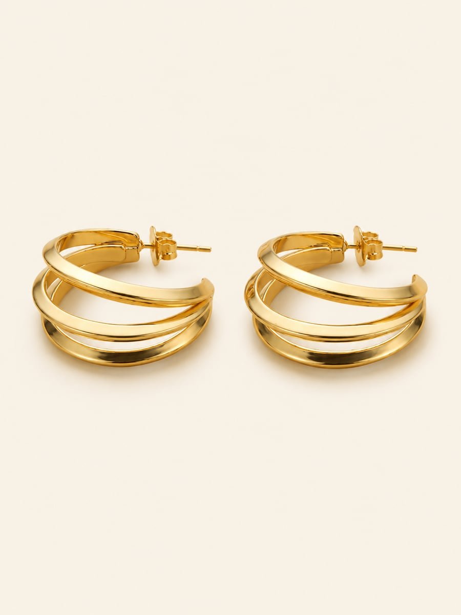 Triple Band Split Hoop Earrings – Demi-Fine Gold